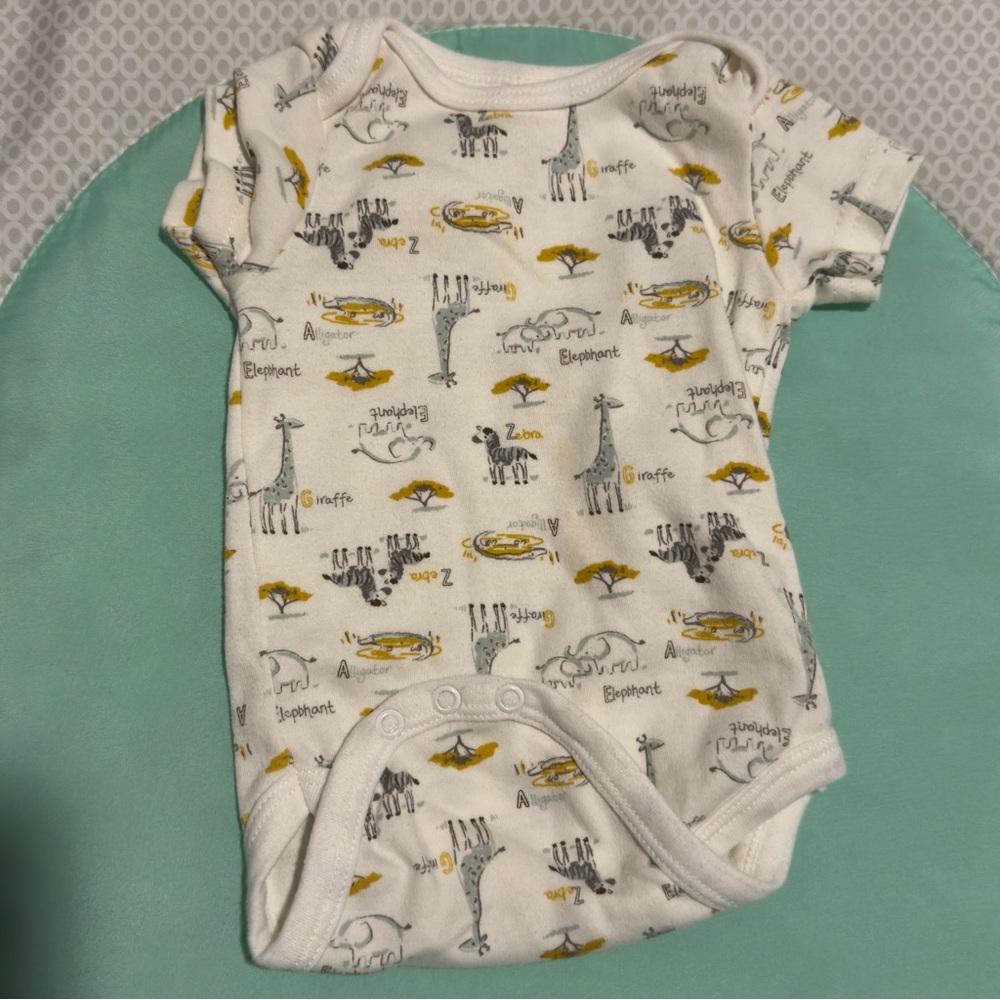 Le Top Safari Print Baby Onesie - White and Yellow